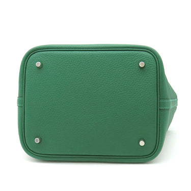 エルメス HERMES ピコタンロックMM  ヴェールモワイヤン トリヨンクレマンス ハンドバッグ シルバー金具 緑