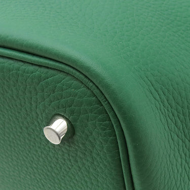 エルメス HERMES ピコタンロックMM  ヴェールモワイヤン トリヨンクレマンス ハンドバッグ シルバー金具 緑
