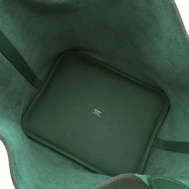エルメス HERMES ピコタンロックMM  ヴェールモワイヤン トリヨンクレマンス ハンドバッグ シルバー金具 緑
