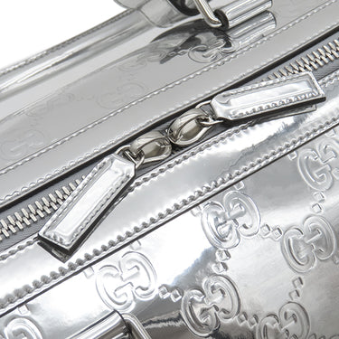 グッチ GUCCI GGエンボス ミディアム ダッフルバッグ 796104 メタリックシルバー ミラーエフェクトファブリック ボストンバッグ シルバー金具 2WAY ハンドバッグ GG ダブルG SILVER 銀