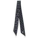 シャネル CHANEL ココマーク ロゴ ブラック×ホワイト シルク スカーフ 黒