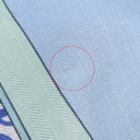 エルメス HERMES ショール カレ140 CARRE ブルー×グリーン カシミヤ シルク ストール 【MORS ETGOURMETTES/馬術と鎖】