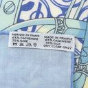 エルメス HERMES ショール カレ140 CARRE ブルー×グリーン カシミヤ シルク ストール 【MORS ETGOURMETTES/馬術と鎖】