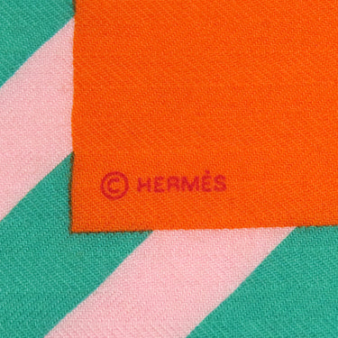 エルメス HERMES ショール カレ140 CARRE オレンジ×マルチカラー カシミヤ シルク ストール