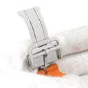 エルメス HERMES 純正 アップルウォッチ用ラバーベルト オレンジ ラバー ステンレススチール 腕時計パーツ 新品同様 ストラップ 24ｍｍ オレンジ バックル付 金具付