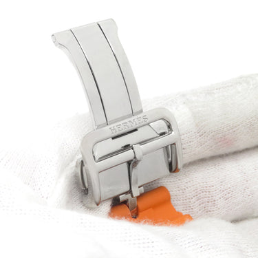 エルメス HERMES 純正 アップルウォッチ用ラバーベルト オレンジ ラバー ステンレススチール 腕時計パーツ 新品同様 ストラップ 24ｍｍ オレンジ バックル付 金具付