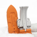 エルメス HERMES 純正 アップルウォッチ用ラバーベルト オレンジ ラバー ステンレススチール 腕時計パーツ 新品同様 ストラップ 24ｍｍ オレンジ バックル付 金具付