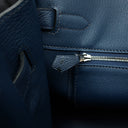 エルメス HERMES バーキン35 ブルードプリュス トゴ ハンドバッグ シルバー金具 青 紺