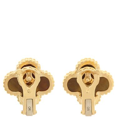 ヴァンクリーフアーペル Van Cleef & Arpels ヴィンテージ アルハンブラ VCARD40500 ブラウン×イエローゴールド K18YG タイガーアイ ピアス 黒 750YG 18K