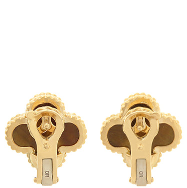 ヴァンクリーフアーペル Van Cleef & Arpels ヴィンテージ アルハンブラ VCARD40500 ブラウン×イエローゴールド K18YG タイガーアイ ピアス 黒 750YG 18K