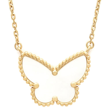 ヴァンクリーフアーペル Van Cleef & Arpels ラッキーアルハンブラ パピヨン ペンダント VCARD99500 イエローゴールド×ホワイト K18YG マザーオブパール ネックレス Au750
