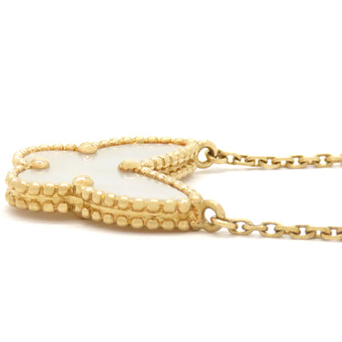 ヴァンクリーフアーペル Van Cleef & Arpels ラッキーアルハンブラ パピヨン ペンダント VCARD99500 イエローゴールド×ホワイト K18YG マザーオブパール ネックレス Au750