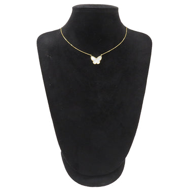 ヴァンクリーフアーペル Van Cleef & Arpels ラッキーアルハンブラ パピヨン ペンダント VCARD99500 イエローゴールド×ホワイト K18YG マザーオブパール ネックレス Au750