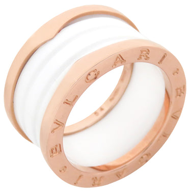 ブルガリ BVLGARI ビーゼロワン B-zero1 4バンドリング 345837 ピンクゴールド×ホワイト K18PG セラミック #54(JP14) リング 指輪 白 750PG 18金 13号