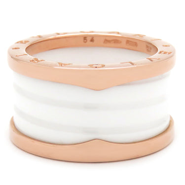 ブルガリ BVLGARI ビーゼロワン B-zero1 4バンドリング 345837 ピンクゴールド×ホワイト K18PG セラミック #54(JP14) リング 指輪 白 750PG 18金 13号
