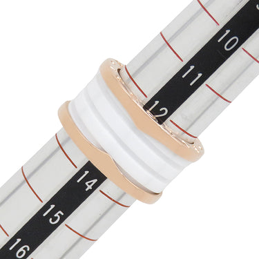 ブルガリ BVLGARI ビーゼロワン B-zero1 4バンドリング 345837 ピンクゴールド×ホワイト K18PG セラミック #54(JP14) リング 指輪 白 750PG 18金 13号