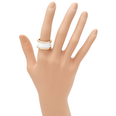 ブルガリ BVLGARI ビーゼロワン B-zero1 4バンドリング 345837 ピンクゴールド×ホワイト K18PG セラミック #54(JP14) リング 指輪 白 750PG 18金 13号