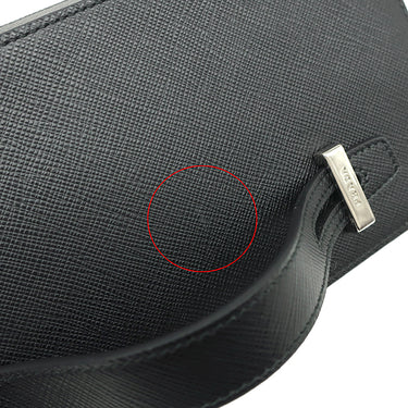 プラダ PRADA ロゴ スマホポーチ 2ZH064 NERO サフィアーノレザー ポーチ シルバー金具 クラッチバッグ セカンドバッグ 黒