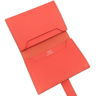 エルメス HERMES ベアン ローズテキサス シェーブル カードケース シルバー金具 新品 未使用 名刺入れ