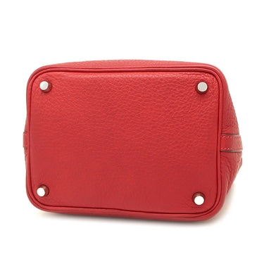 エルメス HERMES ピコタンPM ヴァーミリオン トリヨンクレマンス ハンドバッグ シルバー金具 赤