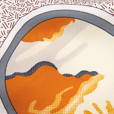 エルメス HERMES カレ90 CARRE ホワイト×グリ×オランジュキュイ シルク スカーフ 【CA DECOIFFE/サ デコワフ！】※ソルド刻印あり