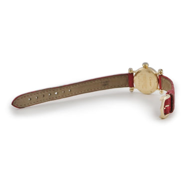 腕時計 カルティエ Cartier ディアボロ ミニ W1511556 クオーツ レディース K18YG無垢 アフターダイヤ アイボリー ラウンド 青針