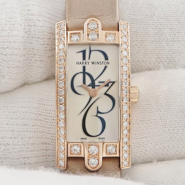 腕時計 ハリーウィンストン Harry Winston アヴェニューCミニ 332LQR クオーツ レディース K18RG無垢 純正ダイヤ スクエア