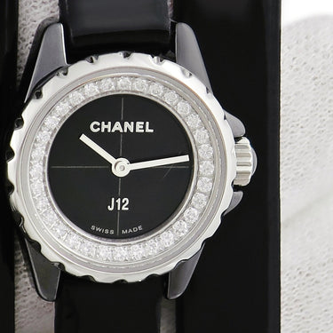 腕時計 シャネル CHANEL J12 XS 19mm H4665 クオーツ レディース 純正ダイヤモンド Wベルト 黒 エナメル