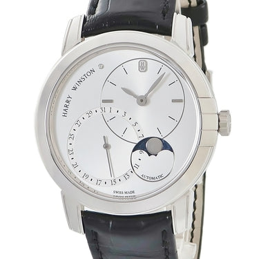 腕時計 ハリーウィンストン Harry Winston ミッドナイト デイト ムーンフェイズ MIDAMP42WW003 自動巻き メンズ K18WG無垢 純正ダイヤ