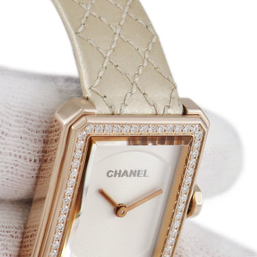 腕時計 シャネル CHANEL ボーイフレンド H6590 クオーツ レディース K18PG無垢 純正ダイヤ ベージュゴールド スクエア