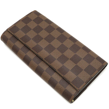 ルイヴィトン LOUIS VUITTON ポルトフォイユ サラ N63209 ダミエエベヌ ダミエキャンバス 長財布 ゴールド金具 茶 二つ折り財布