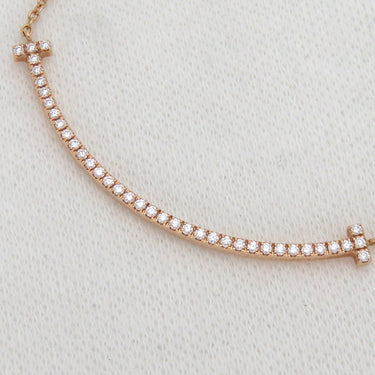 ティファニー Tiffany & Co Tスマイル ペンダント スモール ダイヤ 63058815 ローズゴールド K18PG ダイヤモンド ネックレス ピンクゴールド Au750 Tiffany T smile