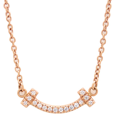 ティファニー Tiffany & Co Tスマイル ミニ ダイヤ ペンダント  62617772 ローズゴールド K18PG ダイヤモンド ネックレス ピンクゴールド Au750 Tiffany T smile