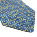 エルメス HERMES H柄 9cm ブルー×イエロー シルク ネクタイ 青 黄色 総柄