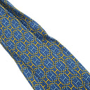 エルメス HERMES H柄 9cm ブルー×イエロー シルク ネクタイ 青 黄色 総柄