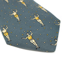 エルメス HERMES ジャグリング 9cm グリーン×イエロー シルク ネクタイ 青緑 黄色 人モチーフ