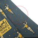 エルメス HERMES ジャグリング 9cm グリーン×イエロー シルク ネクタイ 青緑 黄色 人モチーフ
