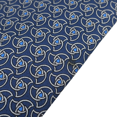 エルメス HERMES 総柄 9cm ネイビー×ブルー シルク ネクタイ 紺 青 グレー 手裏剣