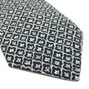 エルメス HERMES 9cm ブラック×ホワイト シルク ネクタイ 総柄 小紋柄 花柄 パターン