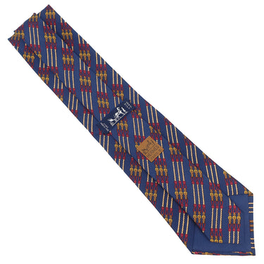 エルメス HERMES 馬具 9.5cm ネイビー×マルチカラー シルク ネクタイ 紺 ロープ 式典用馬勒