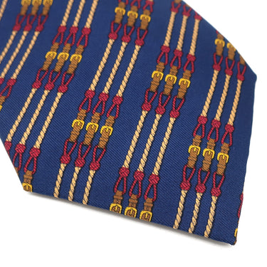 エルメス HERMES 馬具 9.5cm ネイビー×マルチカラー シルク ネクタイ 紺 ロープ 式典用馬勒