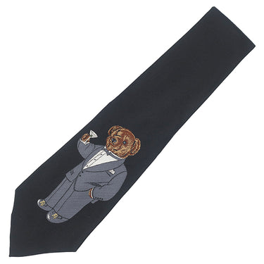 ポロ・ラルフローレン POLO RALPH LAUREN ポロベア 10.5cm ブラック シルク ネクタイ 黒 クマ