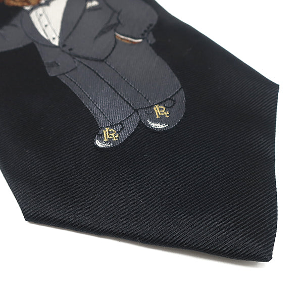 タグ付き　polo ラルフローレン　ポロベア ブラック　ネクタイ ポロ・ラルフローレン POLO RALPH LAUREN ポロベア 10.5cm ブラック