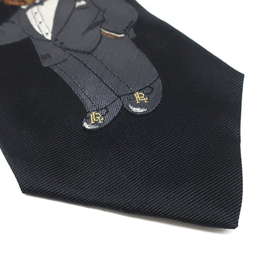 ポロ・ラルフローレン POLO RALPH LAUREN ポロベア 10.5cm ブラック シルク ネクタイ 黒 クマ