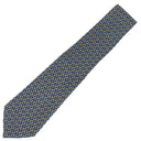 エルメス HERMES 総柄 9cm ネイビー×オレンジ シルク ネクタイ 紺 黄色 金具 スパナ