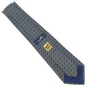 エルメス HERMES 総柄 9cm ネイビー×オレンジ シルク ネクタイ 紺 黄色 金具 スパナ