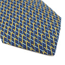 エルメス HERMES 総柄 9cm ネイビー×オレンジ シルク ネクタイ 紺 黄色 金具 スパナ