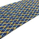 エルメス HERMES 総柄 9cm ネイビー×オレンジ シルク ネクタイ 紺 黄色 金具 スパナ