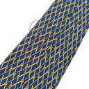 エルメス HERMES 総柄 9cm ネイビー×オレンジ シルク ネクタイ 紺 黄色 金具 スパナ