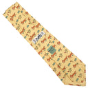 エルメス HERMES アニマル柄 9cm イエロー×マルチカラー シルク ネクタイ 黄色 緑 茶 ニワトリ キツネ